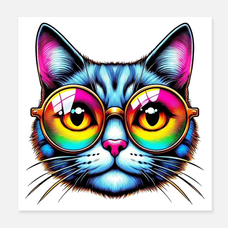 Kater mit Sonnenbrille Poster 20x20 cm