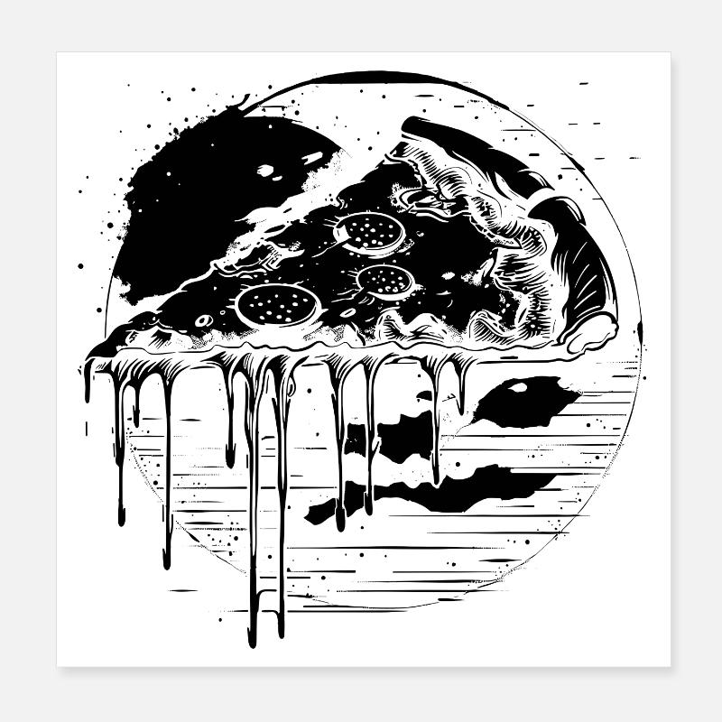 Pizza Zeichnung Poster 20x20 cm
