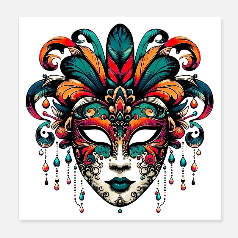 Masque du Carnaval de Venise Poster 20 x 20 cm
