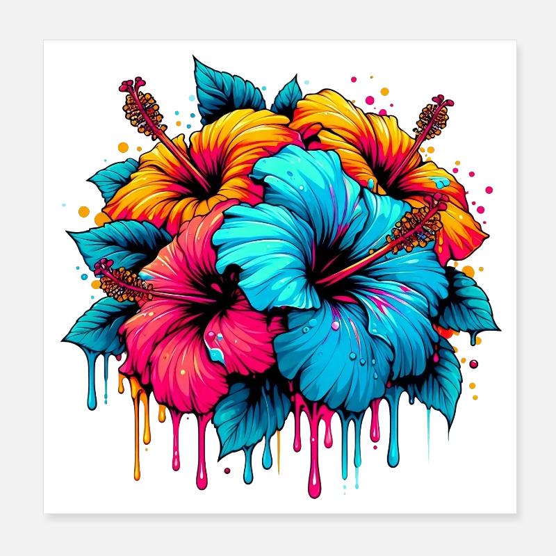 Fleurs d’hibiscus Poster 20 x 20 cm