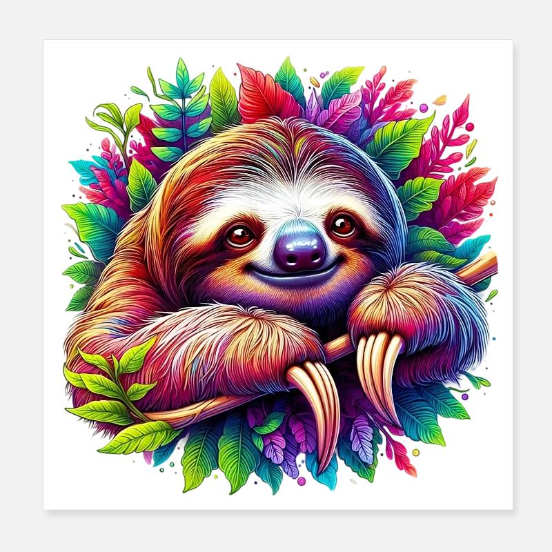 Sloth Poster 8" x 8" (20x20 cm)
