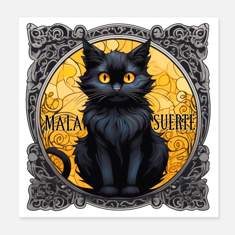 Black Cat Mala Suerte Poster 8" x 8" (20x20 cm)