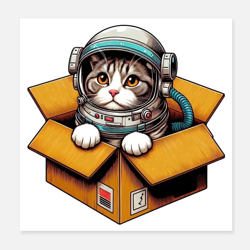 Astronaut Katze Poster 20x20 cm