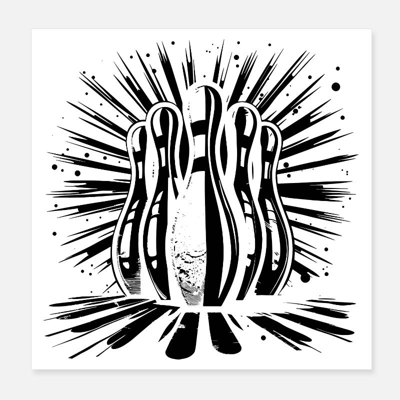 Bowling Skizze Poster 20x20 cm
