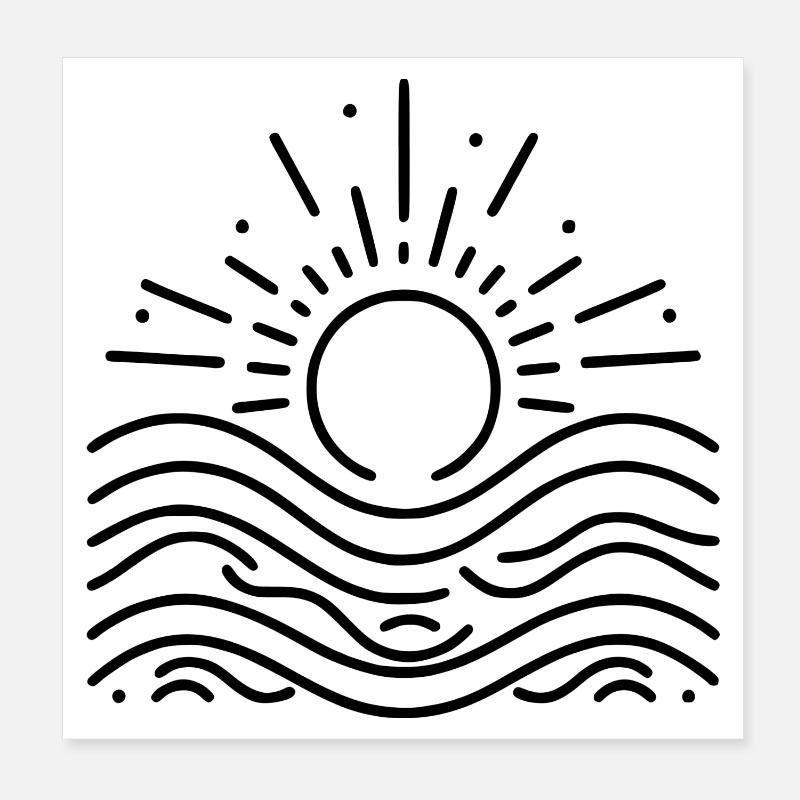 Soleil et mer – Une interaction harmonieuse Poster 20 x 20 cm