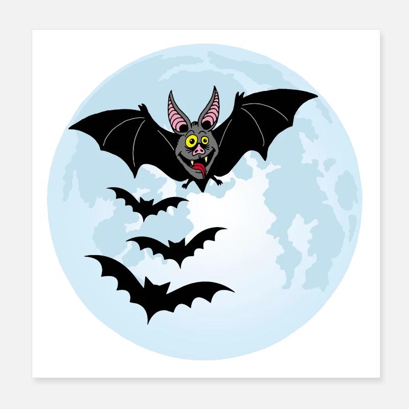 Fledermäuse, Vampire und der Mond Poster 20x20 cm