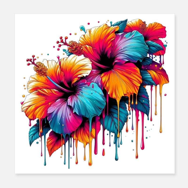 Hibiskusblüten Poster 20x20 cm
