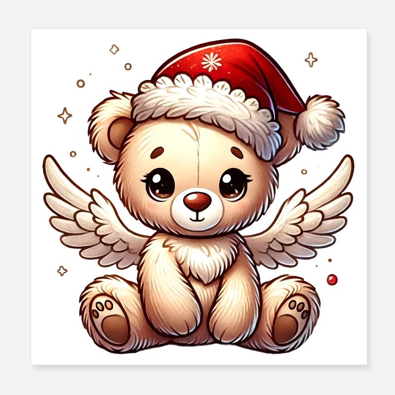 Ours en peluche ange doux compagnon de Noël Poster 20 x 20 cm