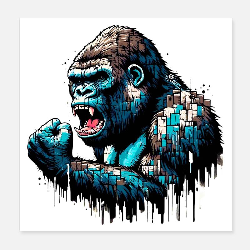 Gorilla Poster 8" x 8" (20x20 cm)