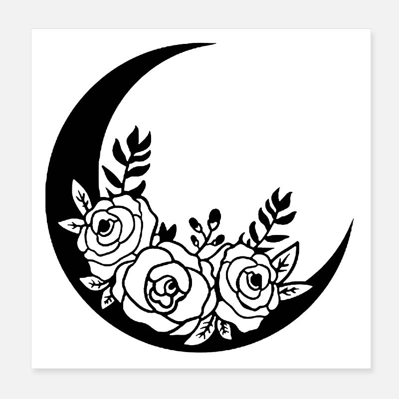 Schwarzer blühender Mond Poster 20x20 cm