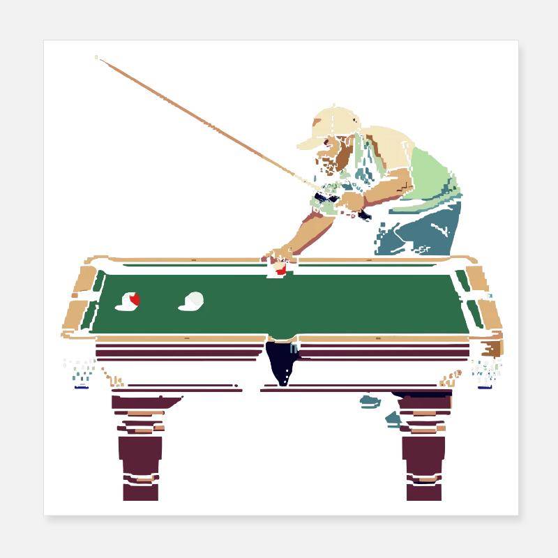 Billiard Player Pixel Art Poster 8" x 8" (20x20 cm)