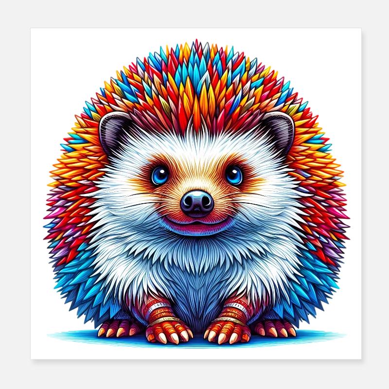 Hedgehog Poster 8" x 8" (20x20 cm)