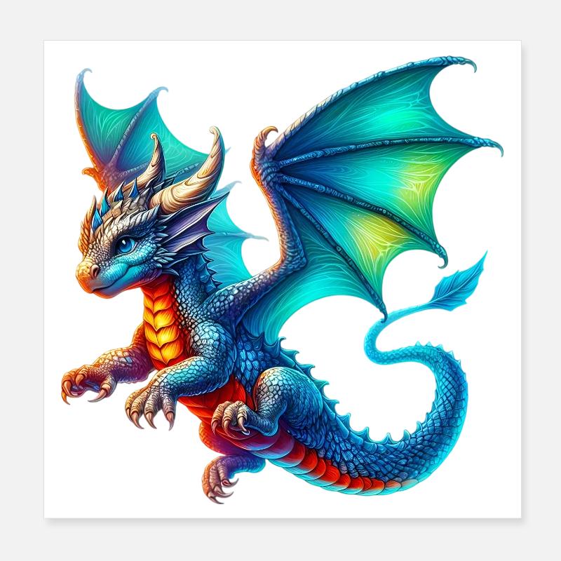 Drache Poster 20x20 cm