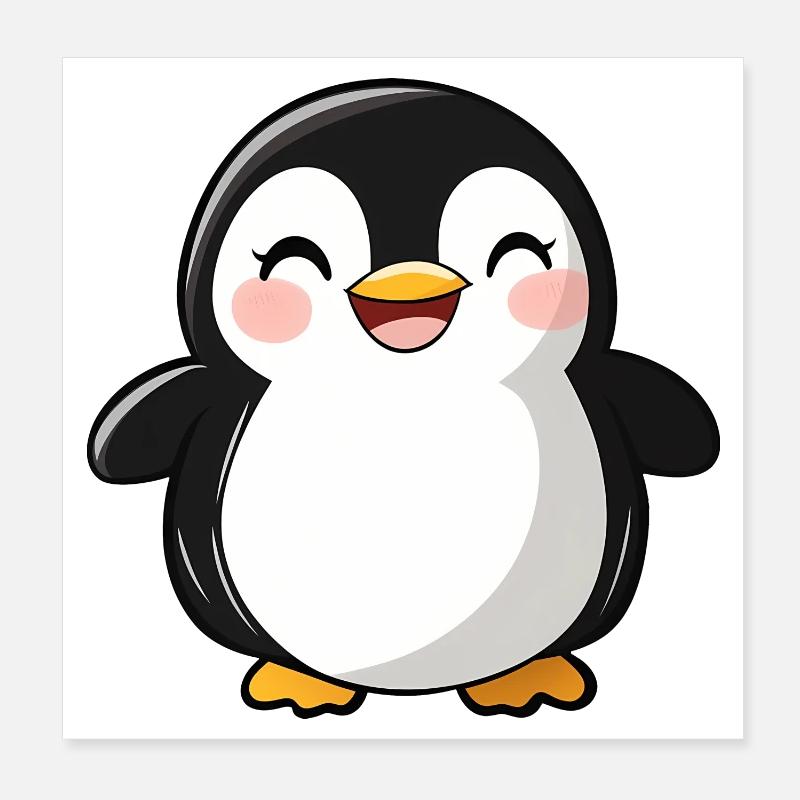 Mignon Adorable Pingouin - Conception de dessin animé charmant Poster 20 x 20 cm