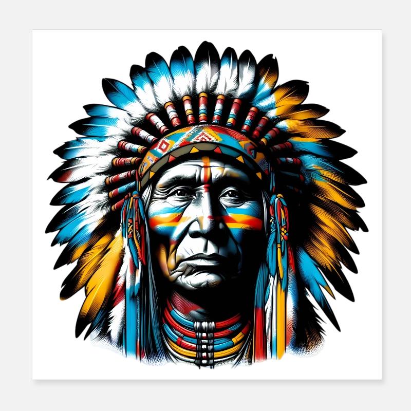 American Indian American Poster 8" x 8" (20x20 cm)