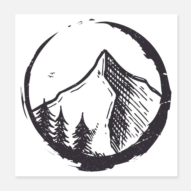 Mountain Circle Emblem Poster 8" x 8" (20x20 cm)