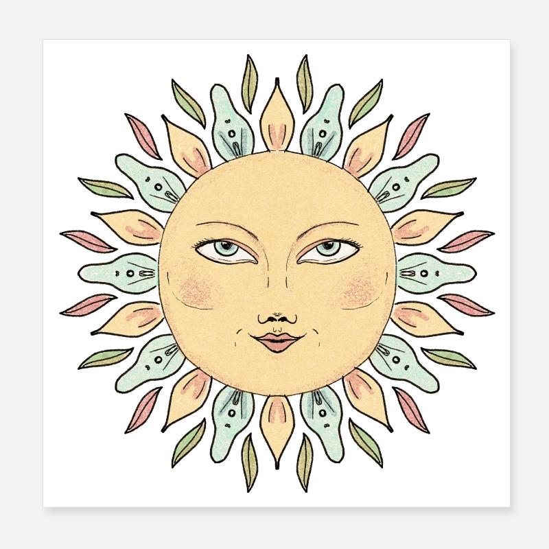 Sonnengesicht Mandala Stil Poster 20x20 cm