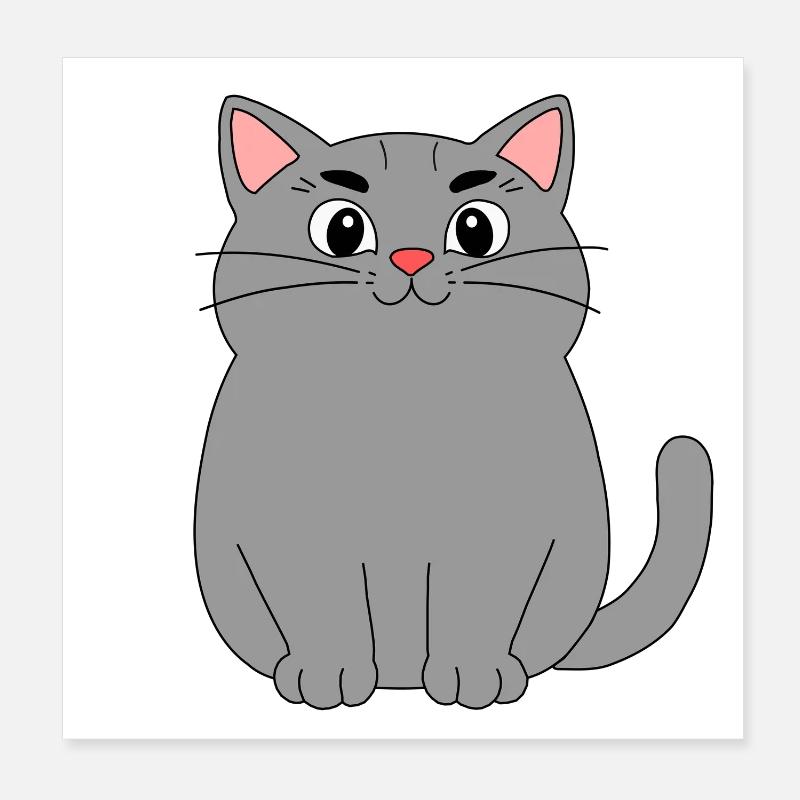 Gray Cat Poster 8" x 8" (20x20 cm)
