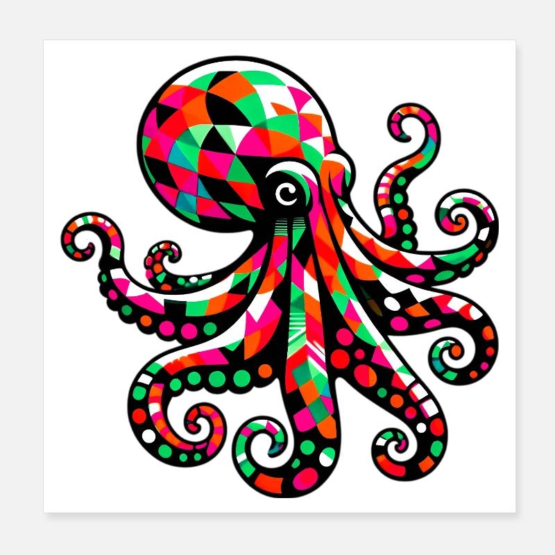 Krake Poster 20x20 cm