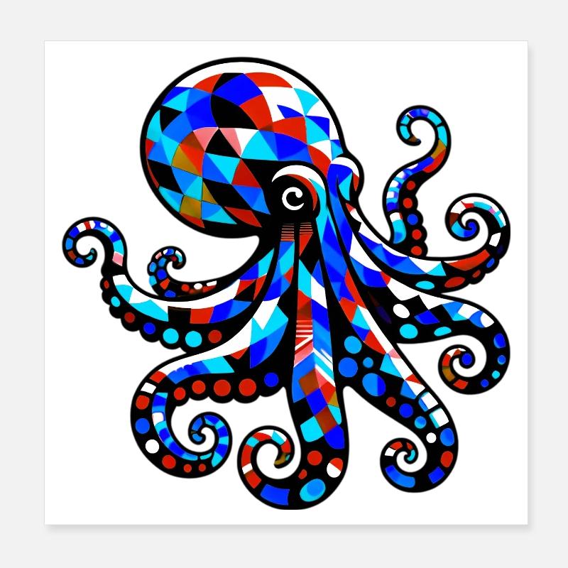 Krake Poster 20x20 cm