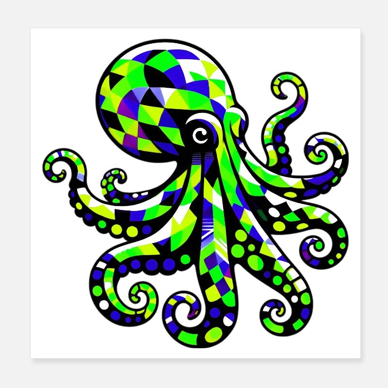 Octopus Poster 8" x 8" (20x20 cm)