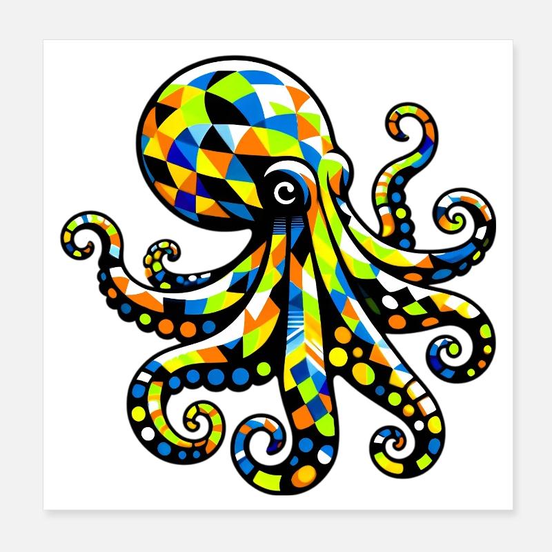 Octopus Poster 8" x 8" (20x20 cm)