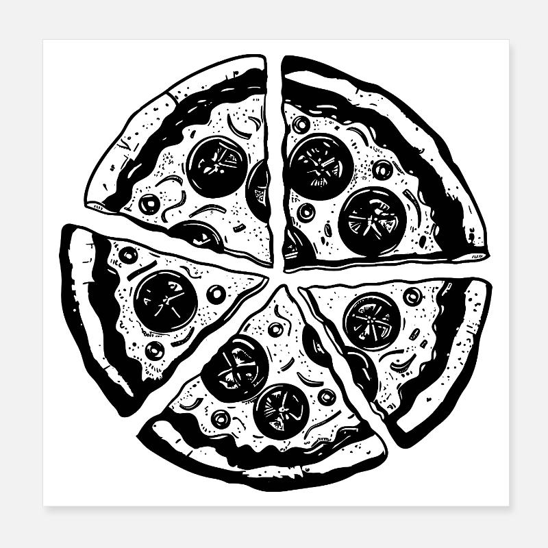 Pizza Zeichnung Poster 20x20 cm