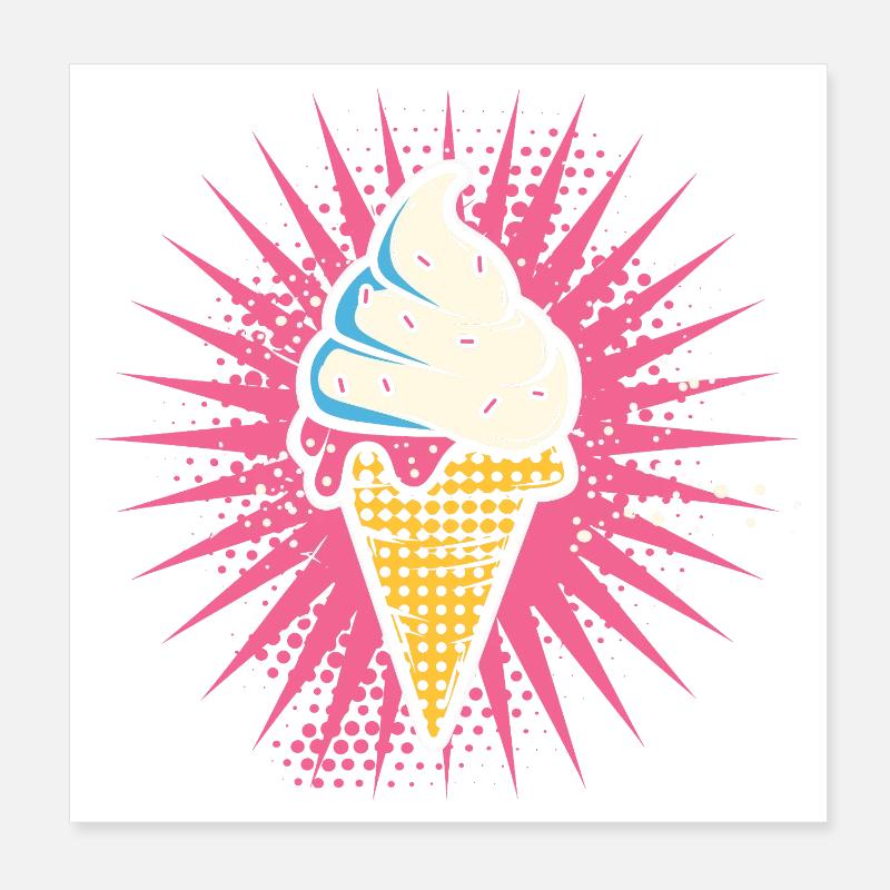 Glace Dessin animé Look Poster 20 x 20 cm
