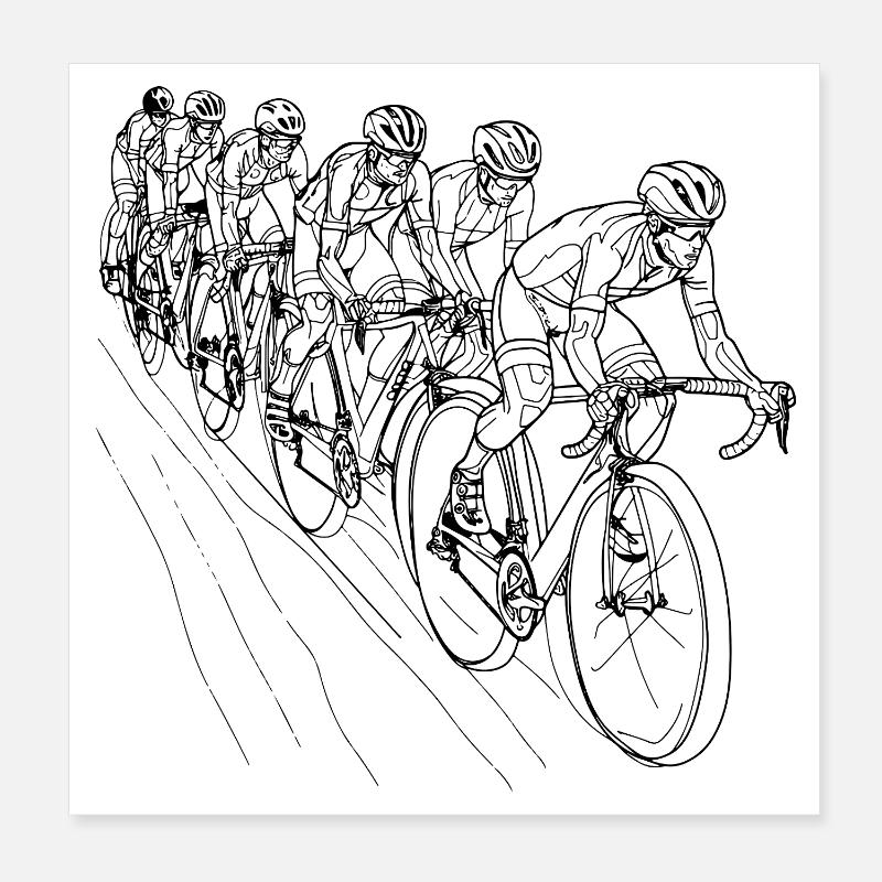 Dessin de ligne cycliste Poster 20 x 20 cm