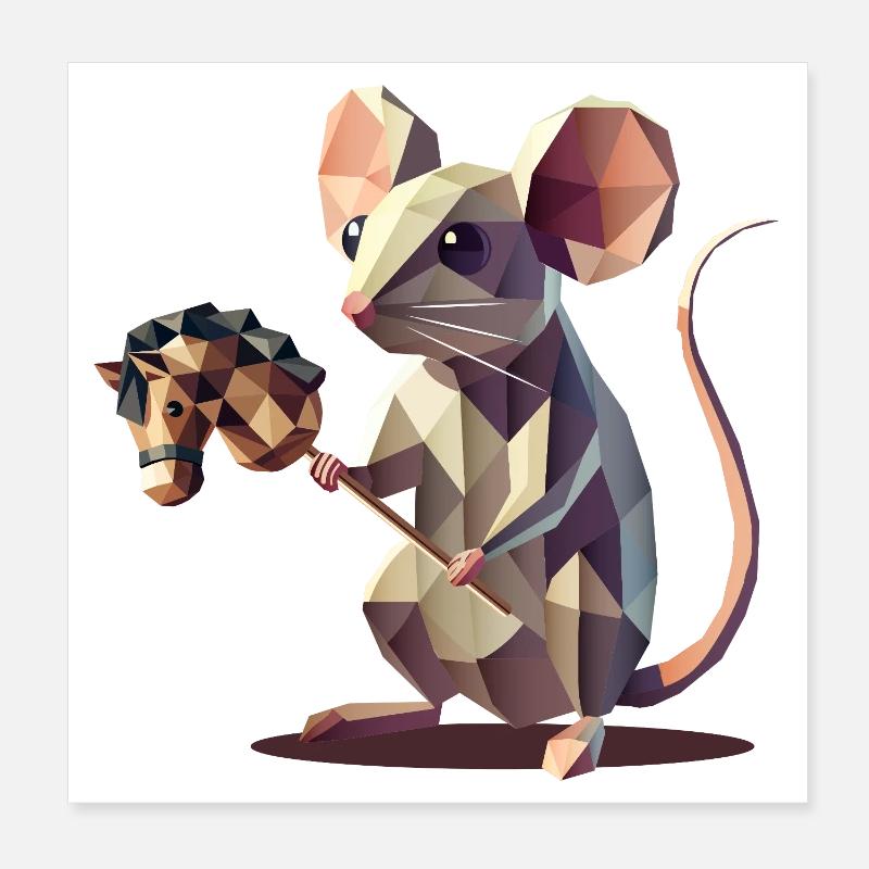 Mignon Polygon Style Hobby Cheval Souris Poster 20 x 20 cm