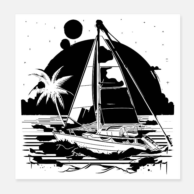 Sailing Drawing Poster 8" x 8" (20x20 cm)