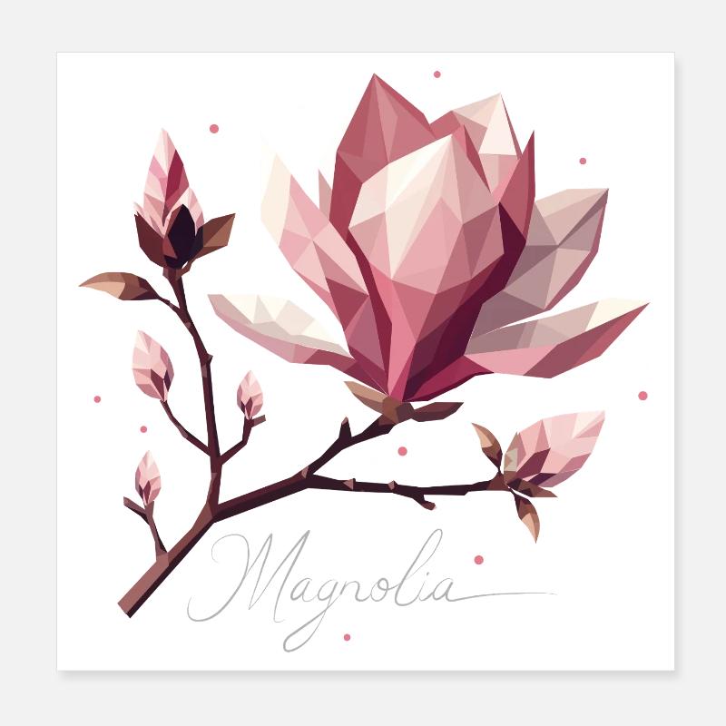 Fleur de magnolia à l’aspect polygonal – Delicate Beauty Poster 20 x 20 cm
