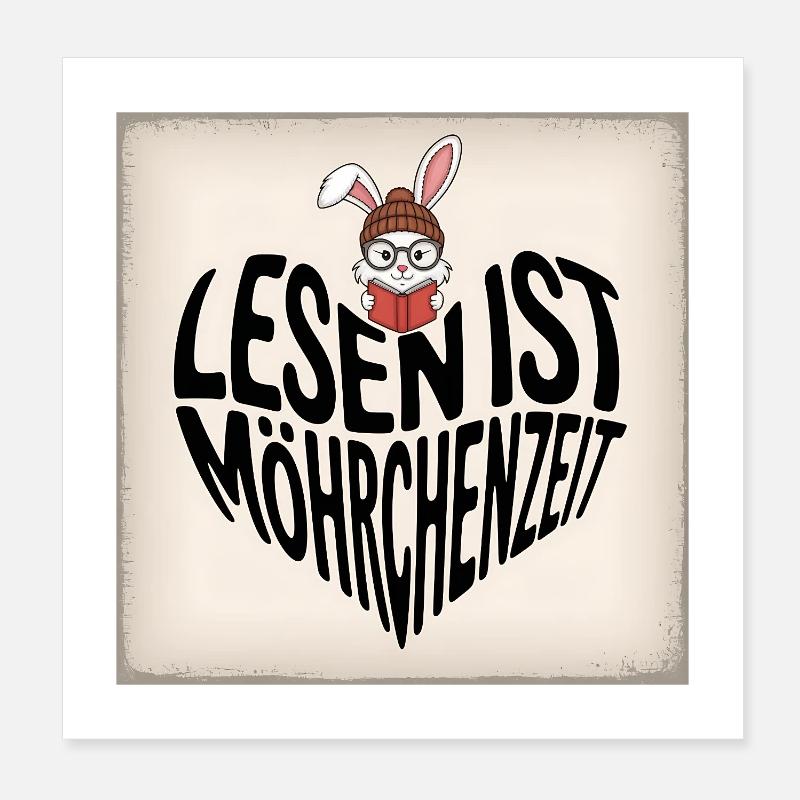 Lesezeit mit Hasencharme Poster 20x20 cm