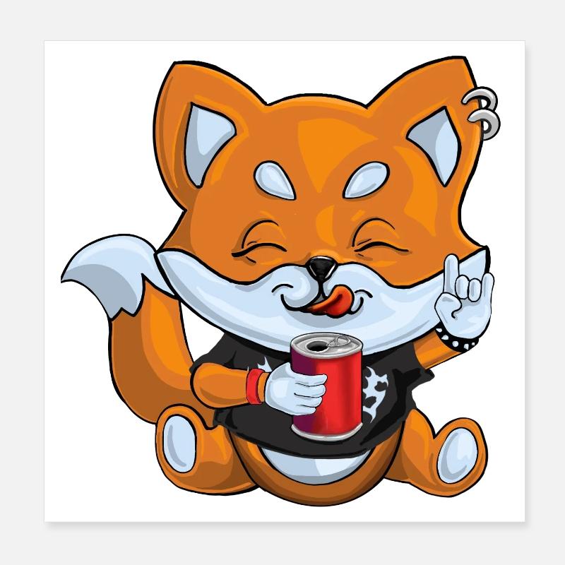 Metal Fuchs - Poster 20x20 cm - Weiß