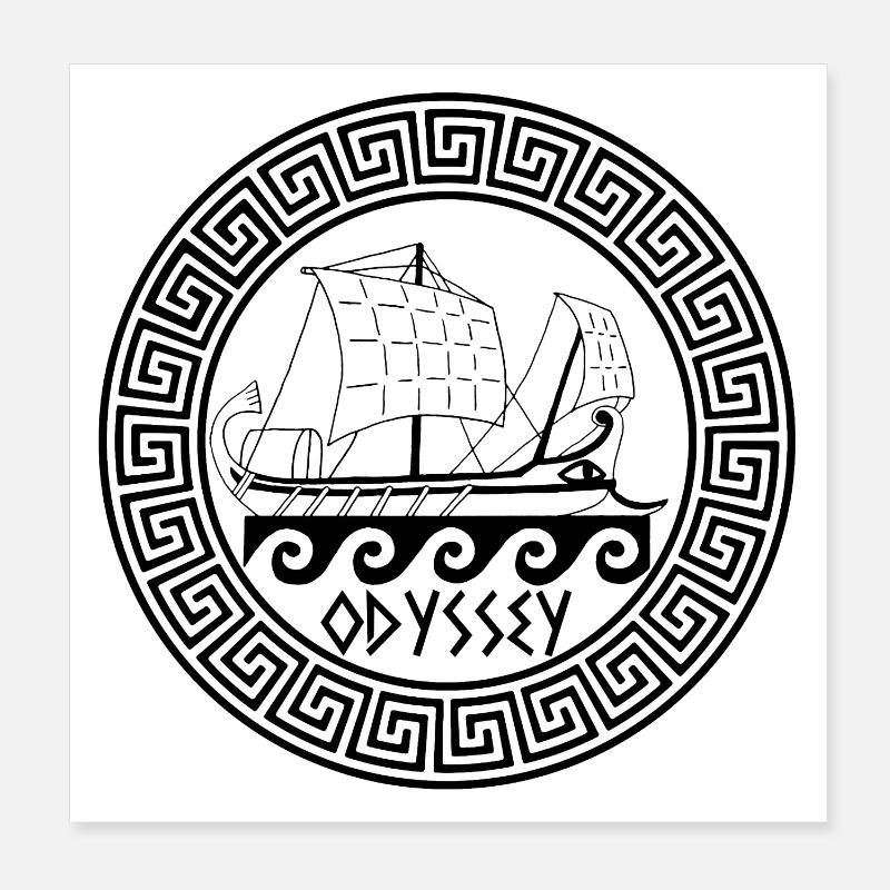 Odysseus Odyssey Symbol (schwarz) Poster 20x20 cm