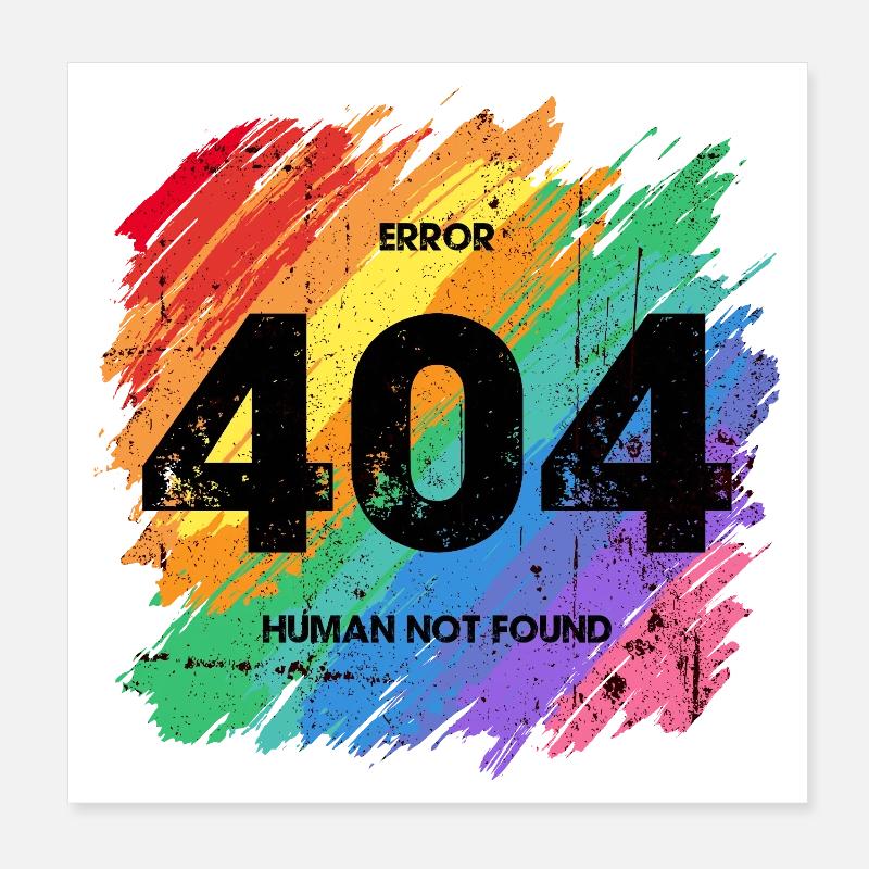 Lebendiger Regenbogen Fehler 404 Design Poster 20x20 cm