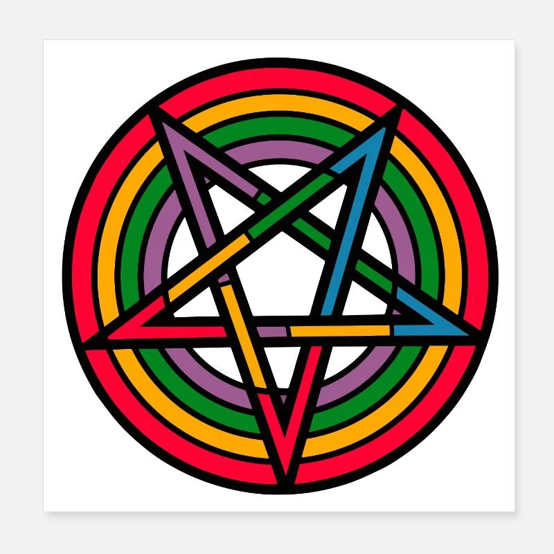Rainbowpentagram Poster 20x20 cm
