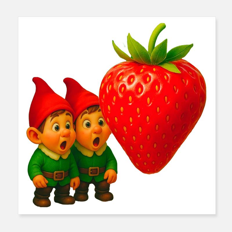 Gnomes and strawberry Poster 8" x 8" (20x20 cm)