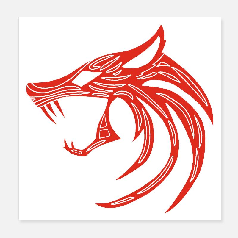 Red Demonic Wolf Poster 8" x 8" (20x20 cm)