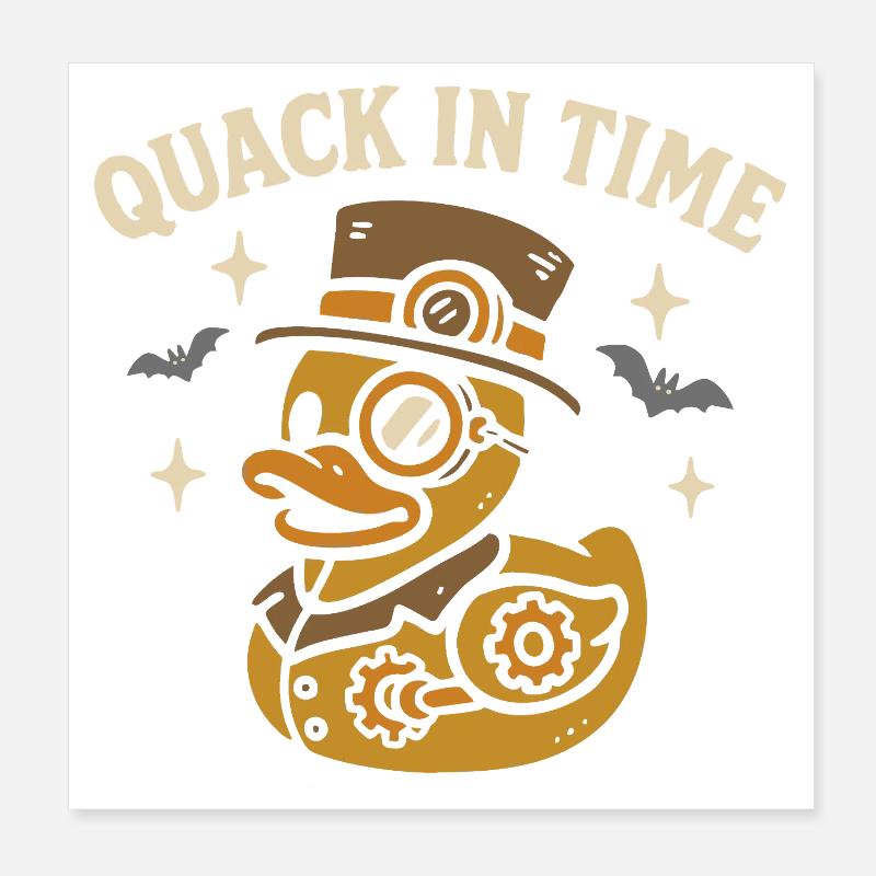 Vintage Steampunk Rubber Duck & Funny Saying Motif Poster 8" x 8" (20x20 cm)