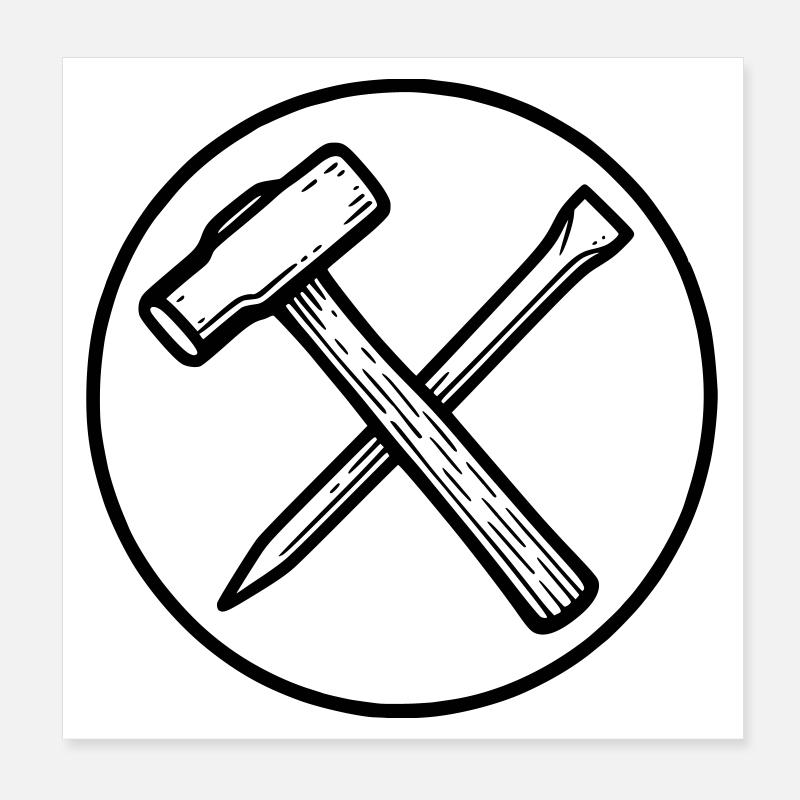 Hammer und Meißel Poster 20x20 cm