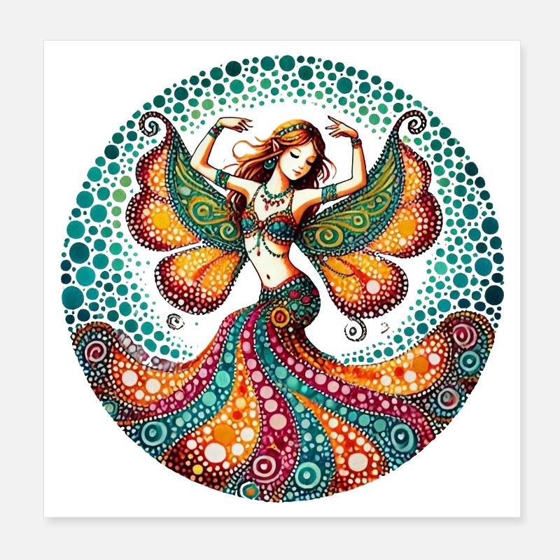 Danseuse du ventre papillon vibrante Poster 20 x 20 cm