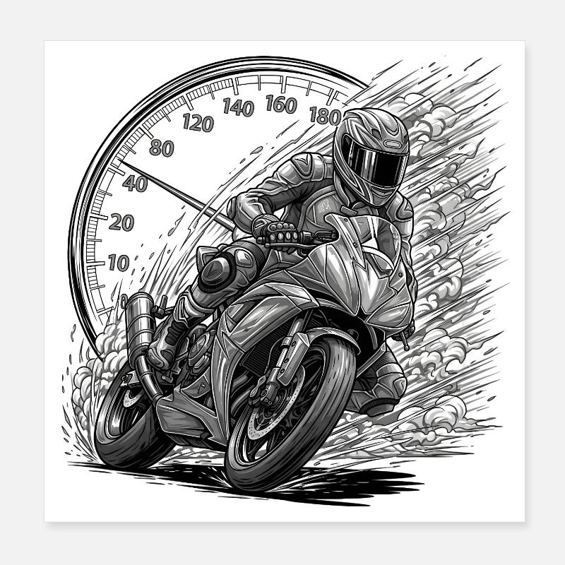 Biker driven by speed Poster 8" x 8" (20x20 cm)