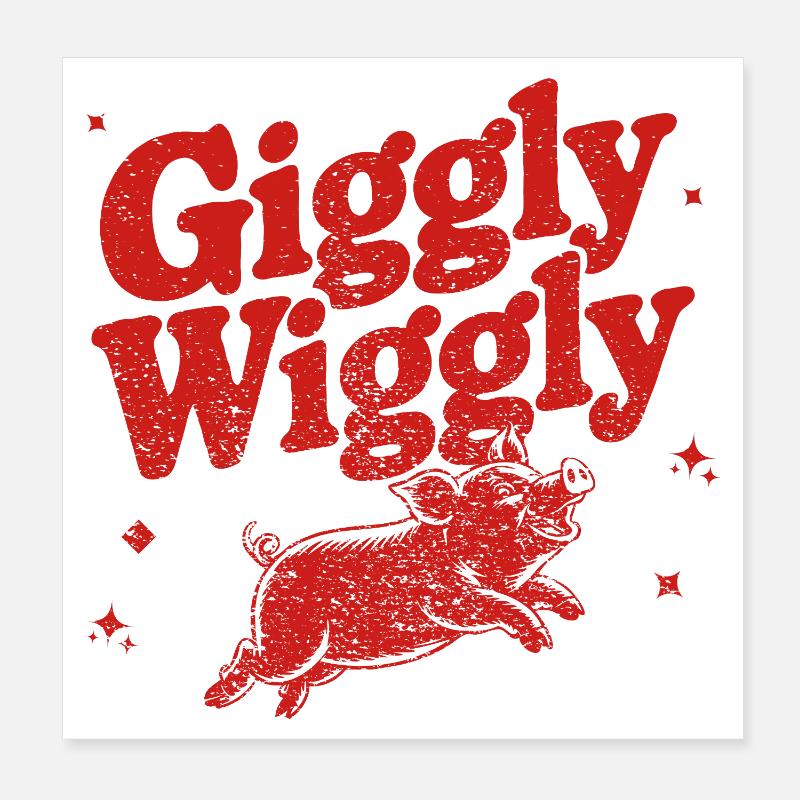 Whimsical Pig Laugh Design Poster 8" x 8" (20x20 cm)