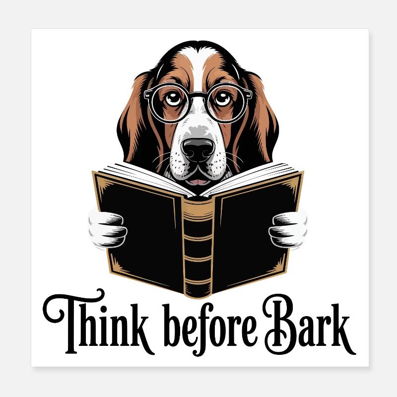 Conception de livre de lecture de chien intelligent Poster 20 x 20 cm