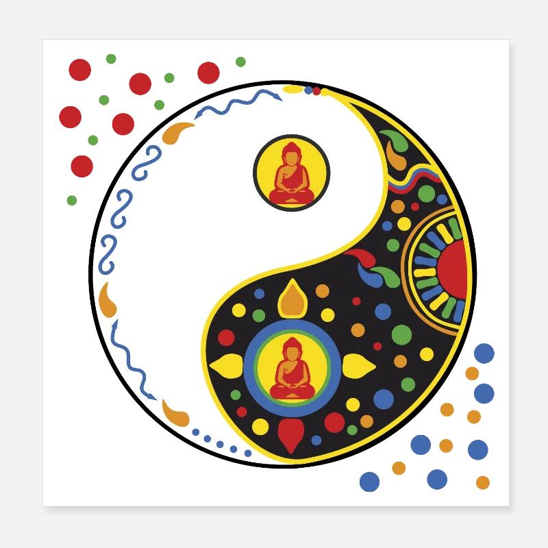 Yin Yang Tao with Buddha Poster 8" x 8" (20x20 cm)