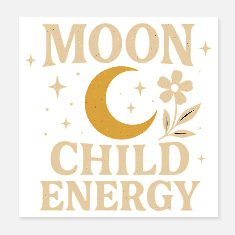 Lune et Fleur Enfant Conception Énergétique Poster 20 x 20 cm