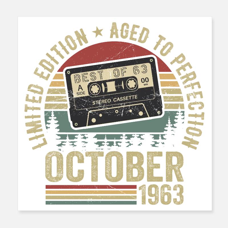 Classic Car October 1963 Birthday Gift October Poster 8" x 8" (20x20 cm)