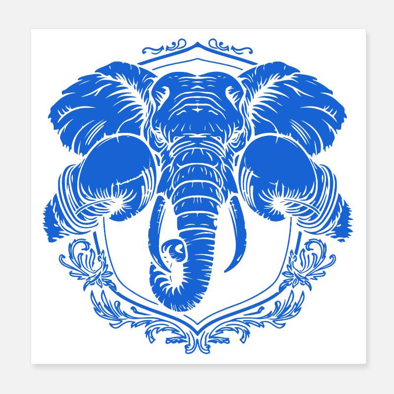 Éléphant boxeur Poster 20 x 20 cm