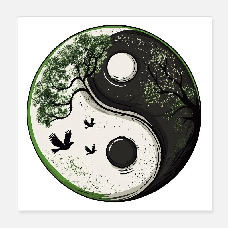 Yin et Yang Version Nature :) Poster 20 x 20 cm
